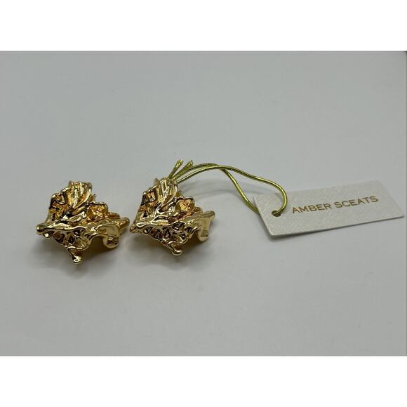 Amber Sceats 24K Gold Plated Reese Sculptural Nugget Style Earrings NWT - Picture 3 of 12
